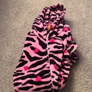 Zebra/Heart Pink Print Fuzzy Onesie